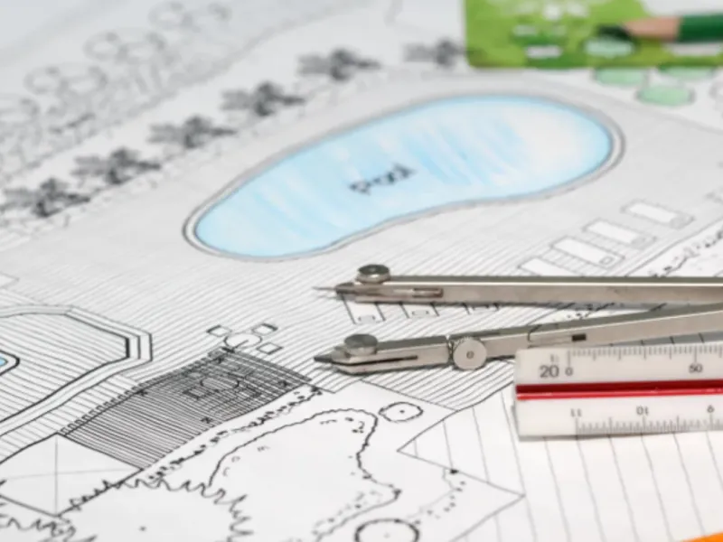 Pool design concept drawing before consctruction begins.
